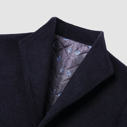 Men's khaki wool blend overcoat with soft durable finish