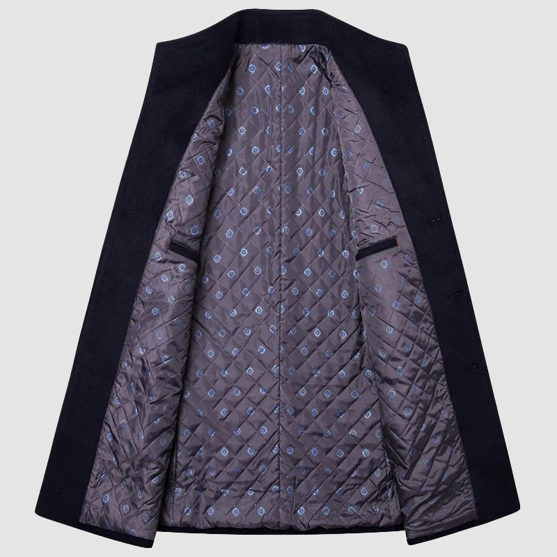 Men's gray wool blend overcoat with soft durable finish
