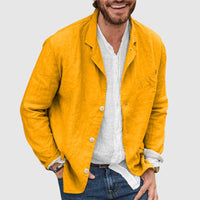 Xavier | Men's Cotton Linen Blend Blazer with Notched Lapel, Casual Sport Coat