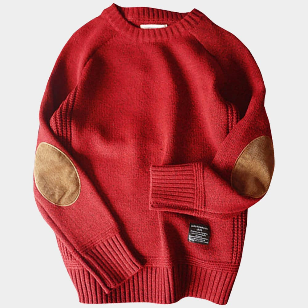 Men's gray fine knit pullover sweater with long sleeves