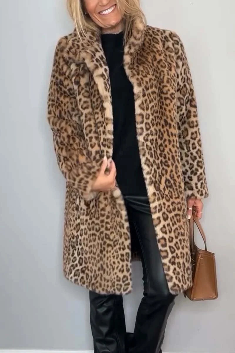 Women's leopard print winter coat