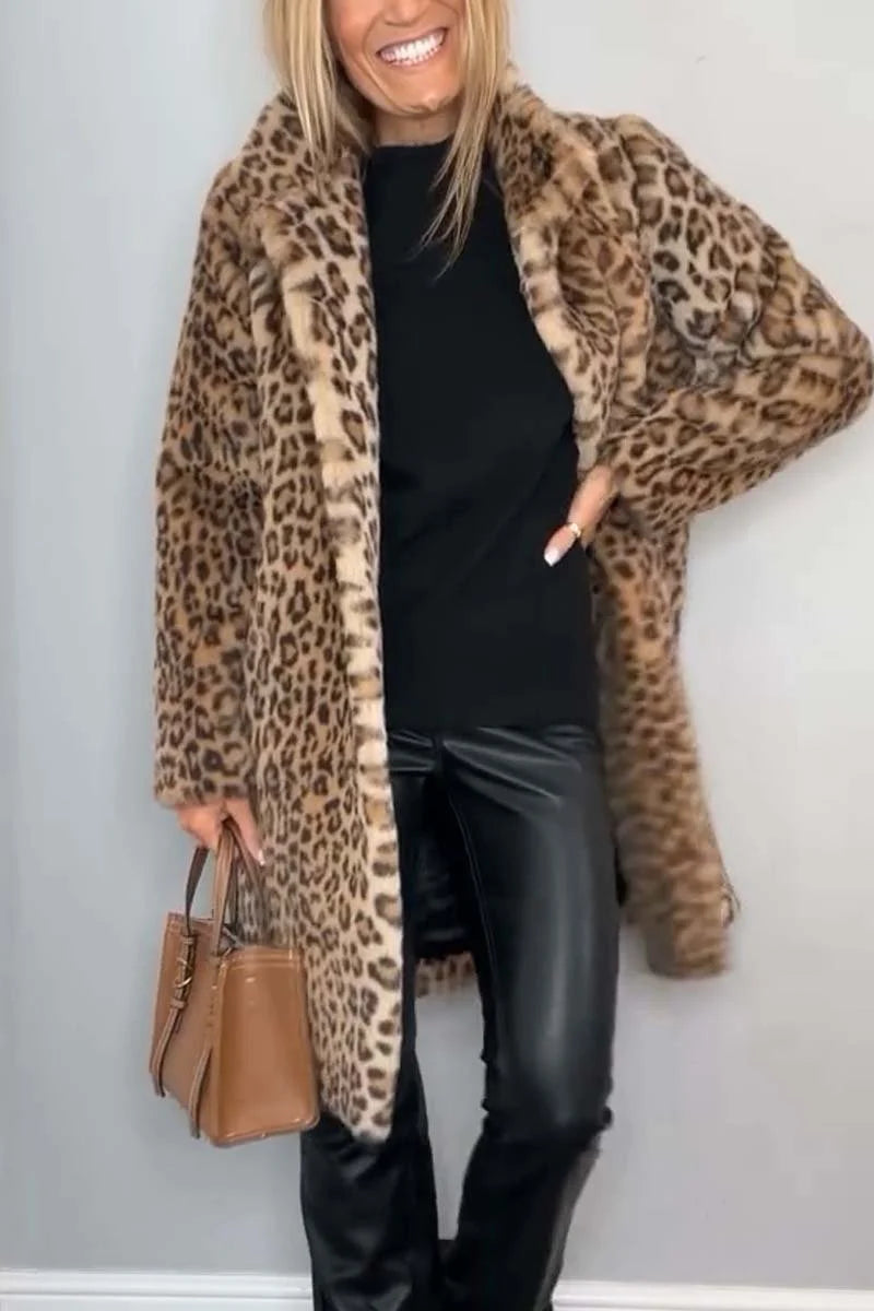 Women's leopard print winter coat