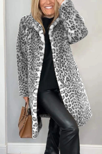 Women's white leopard print winter coat