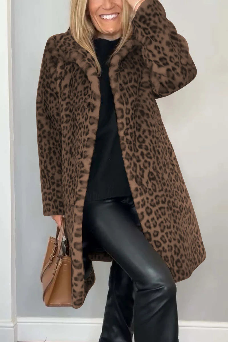 Women's leopard print winter coat