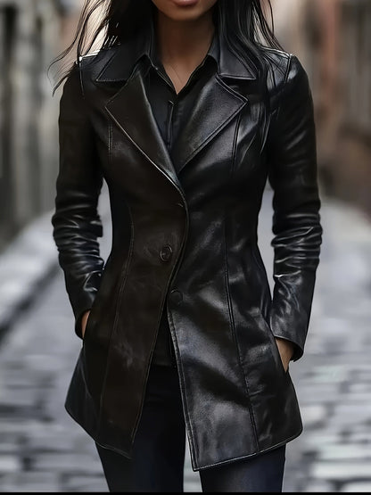 Tailored A-Line Mid-Length Winter Coat with Notched Collar
