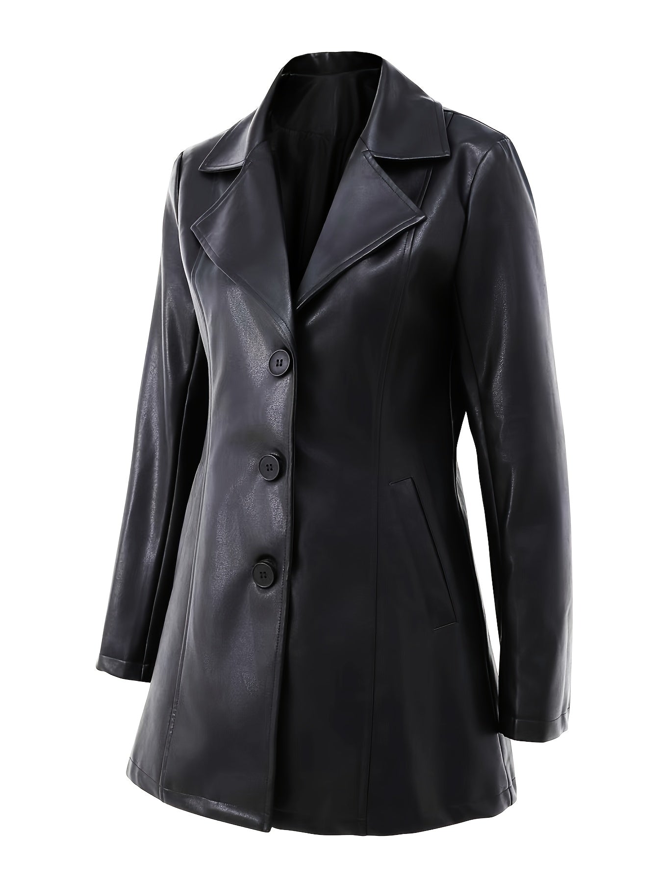 Tailored A-Line Mid-Length Winter Coat with Notched Collar – view 2