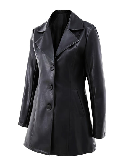 Tailored A-Line Mid-Length Winter Coat with Notched Collar – view 2