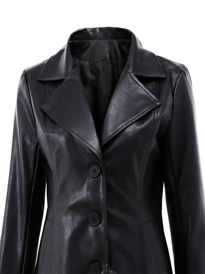 Tailored A-Line Mid-Length Winter Coat with Notched Collar – view 4