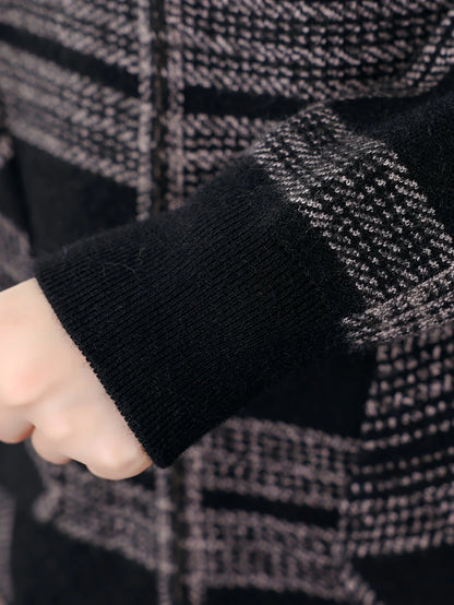 Women's Hooded Checked Jacket, Zip-Up Winter Outerwear