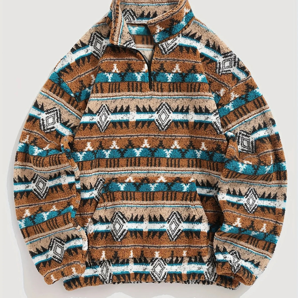Men's Quarter-Zip Pullover, Patterned Winter Knit Top