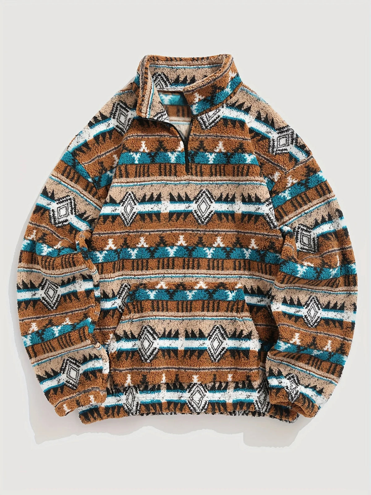 Men's Quarter-Zip Pullover, Patterned Winter Knit Top