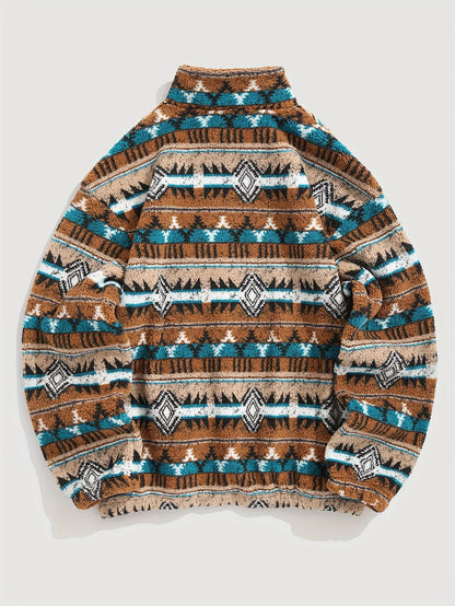 Men's Quarter-Zip Pullover, Patterned Winter Knit Top