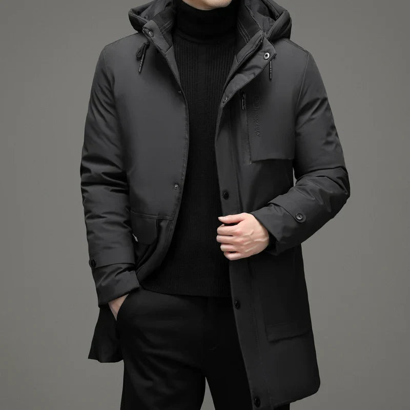 Men's classic black duck down puffer coat