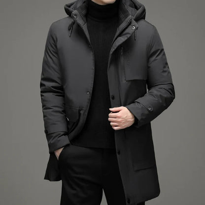 Men's classic black duck down puffer coat