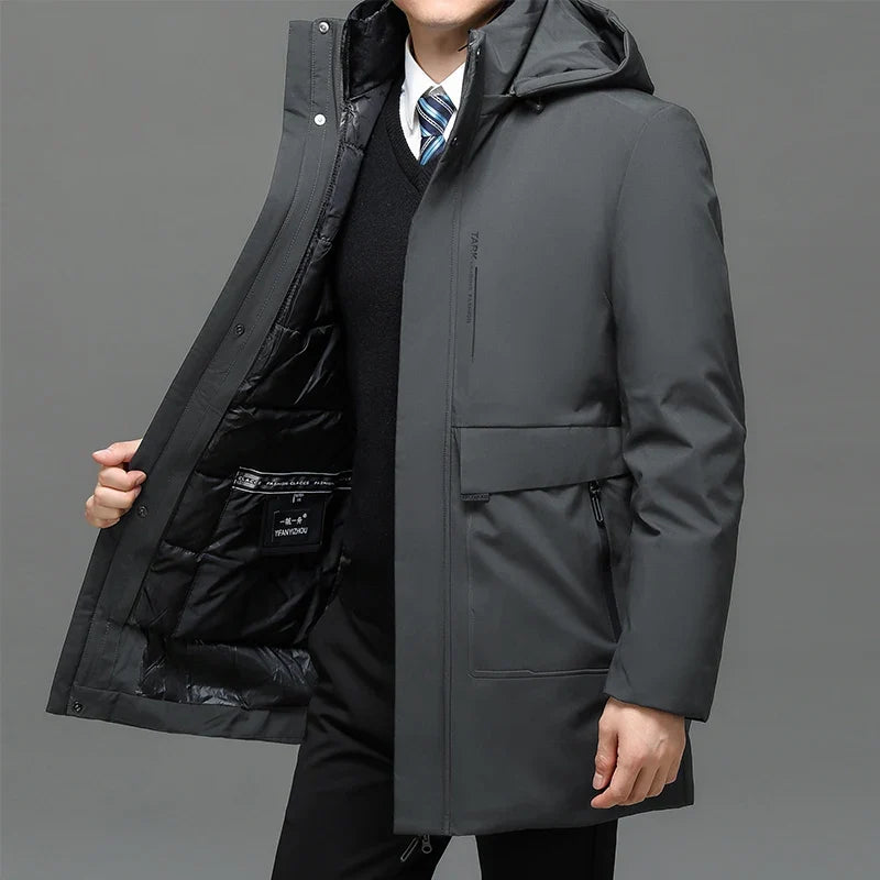 Men's gray duck down puffer coat