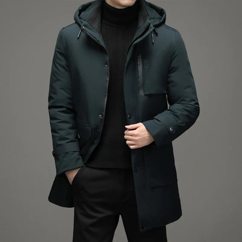 Men's emerald green duck down puffer coat