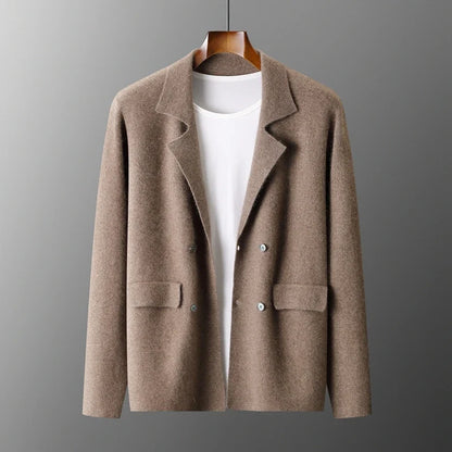 Men's camel double-breasted cashmere blazer