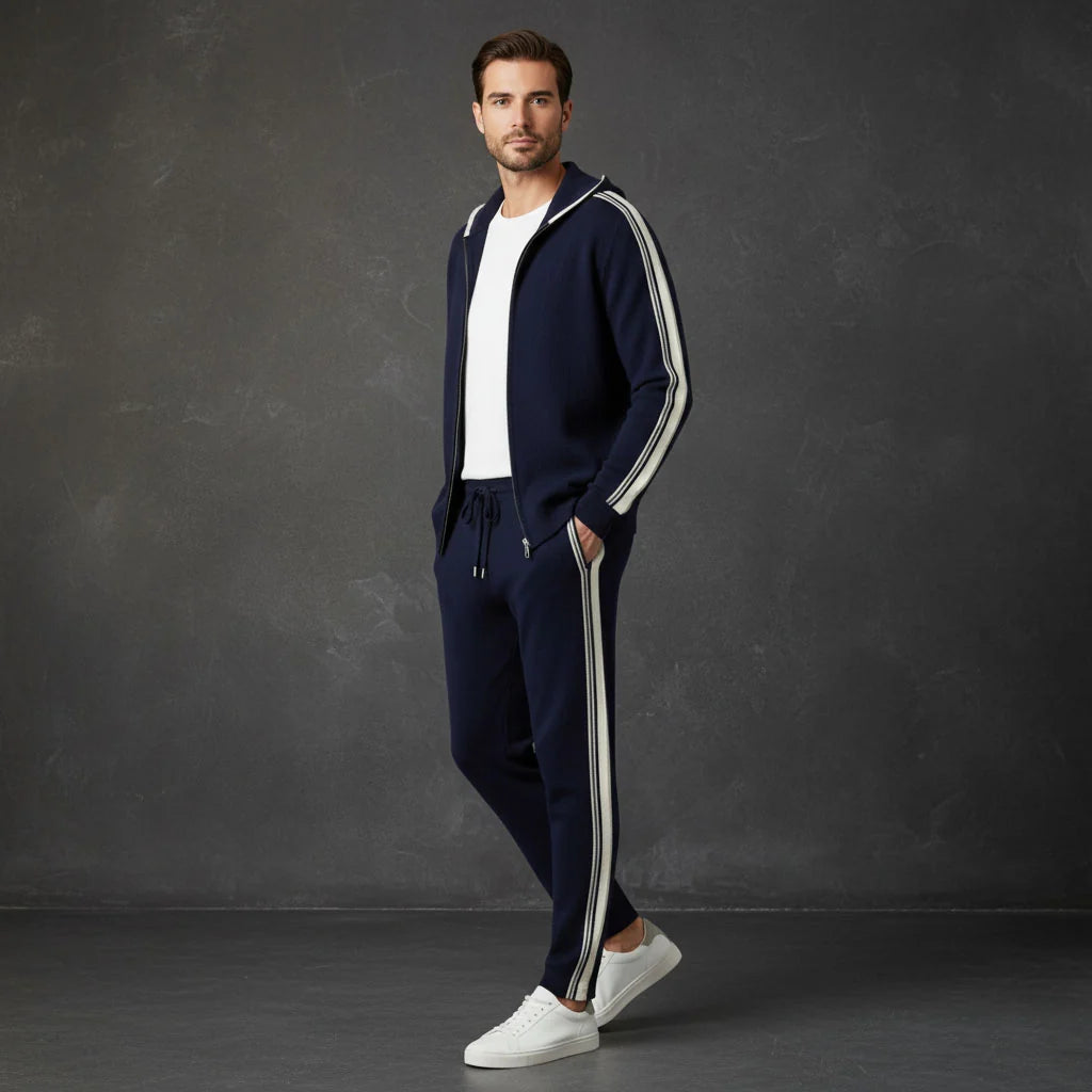 Men's cashmere hooded zip tracksuit
