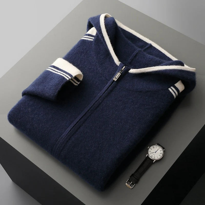 Men's cashmere hooded zip tracksuit