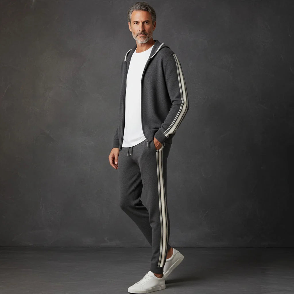 Men's cashmere hooded zip tracksuit