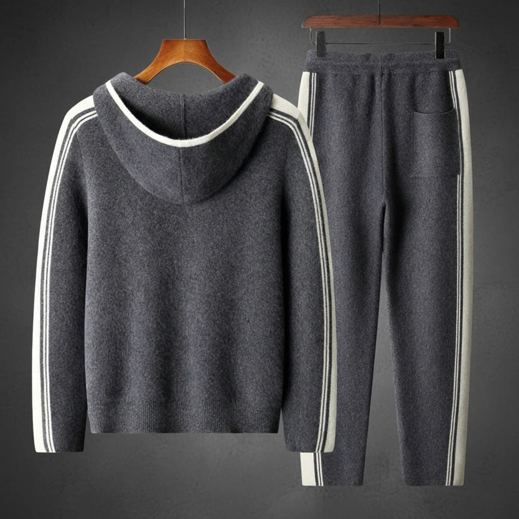 Men's cashmere hooded zip tracksuit