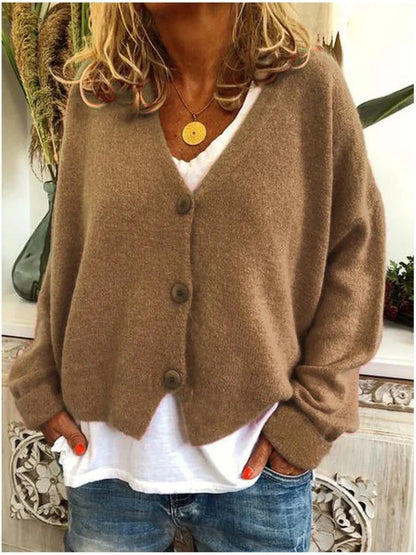 Women's V-neck cardigan with button front