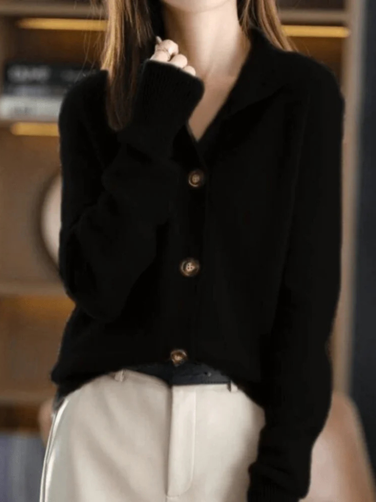 Women's cream button front cardigan in soft knit