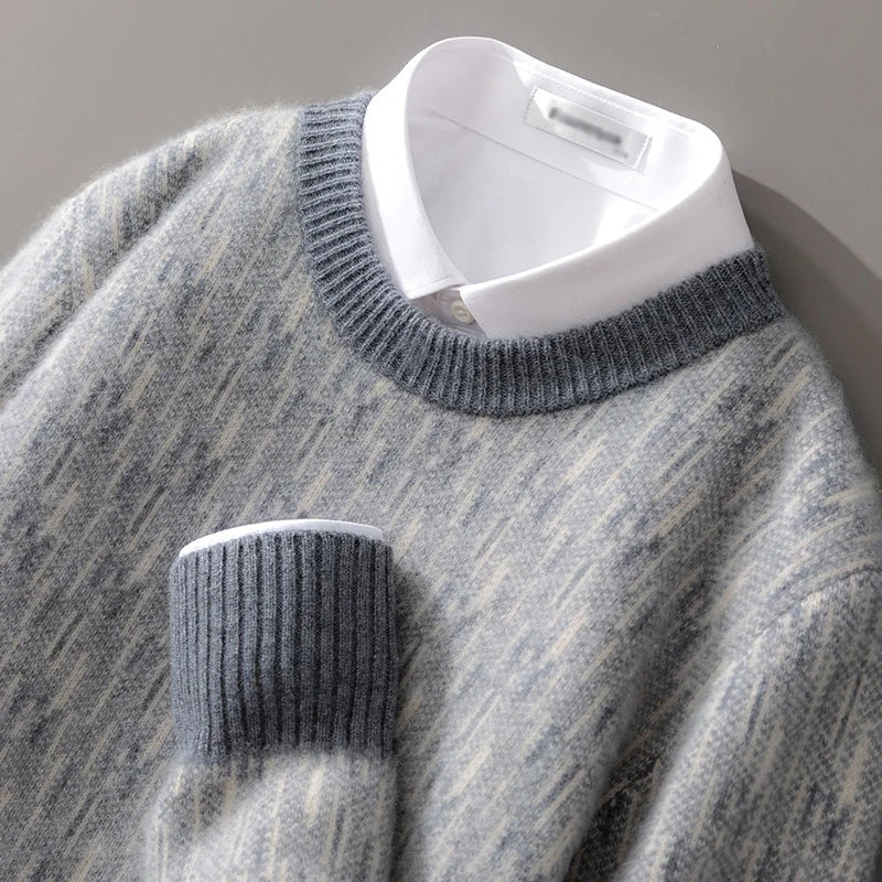 Men's gray cashmere knit sweater