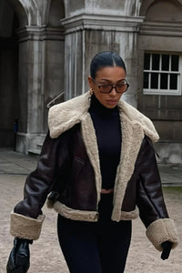 Ottilie | Oversized Shearling Jacket with Buckle-Detail Collar