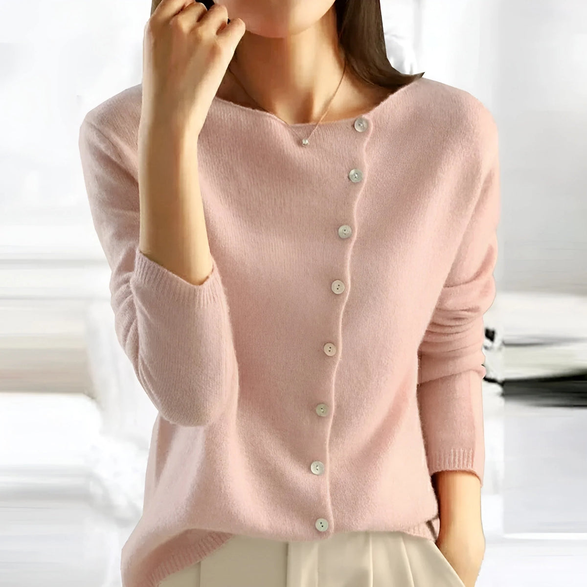 Women's pink lightweight cardigan