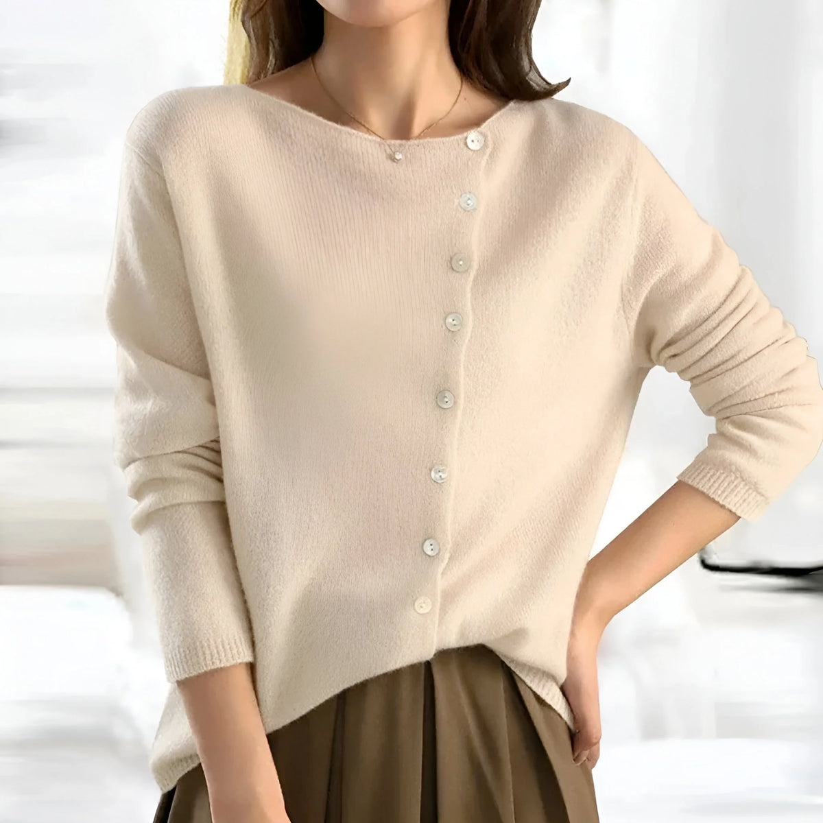 Women's beige lightweight cardigan