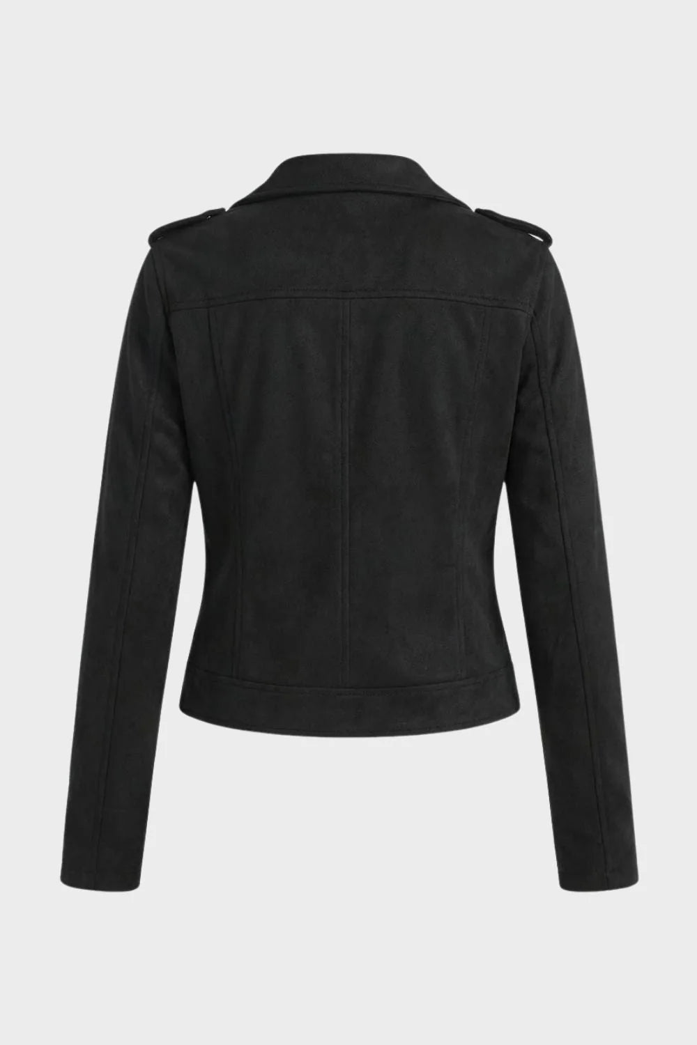 Women's brown biker jacket, shaped silhouette