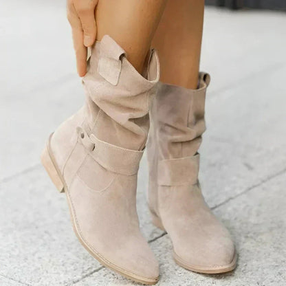 Women's lace-up cushioned comfort boots in beige