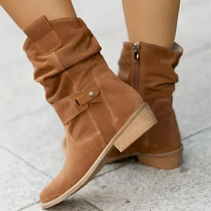 Women's lace-up cushioned comfort boots in brown