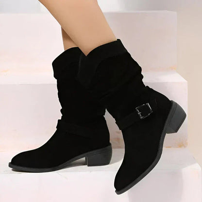 Women's lace-up cushioned comfort boots in black