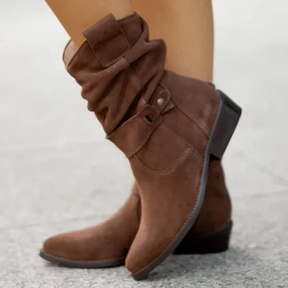 Women's lace-up cushioned comfort boots in dark brown