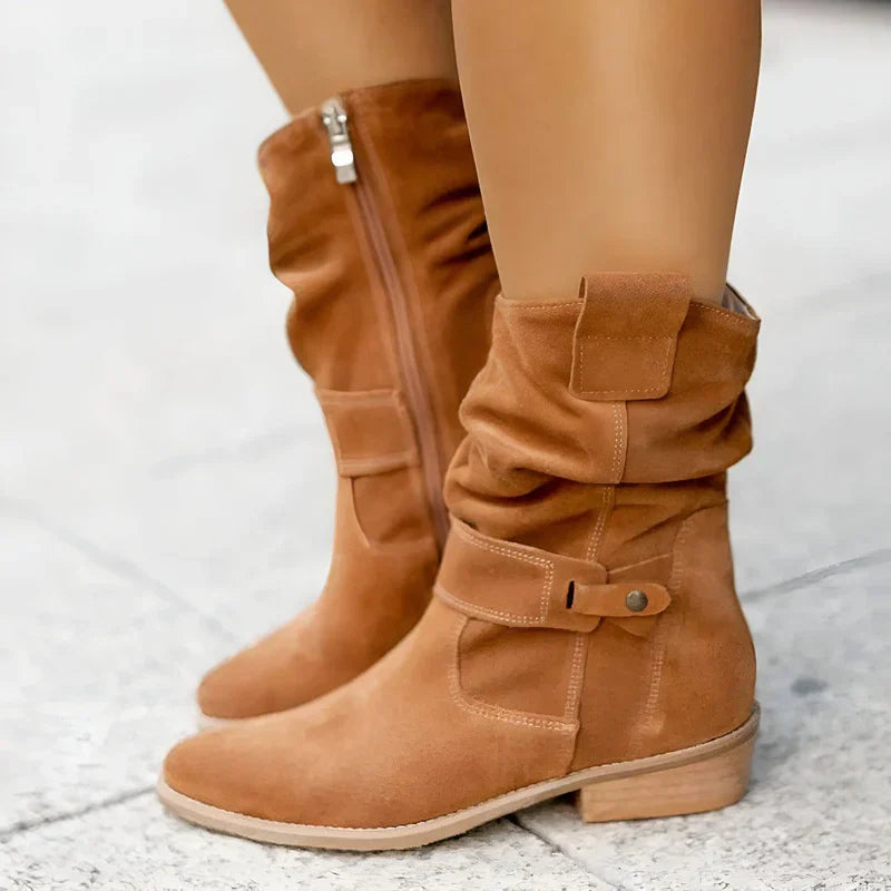 Women's lace-up cushioned comfort boots in dark brown