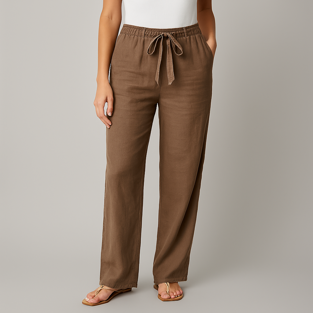Men's navy blue linen drawstring pants relaxed fit