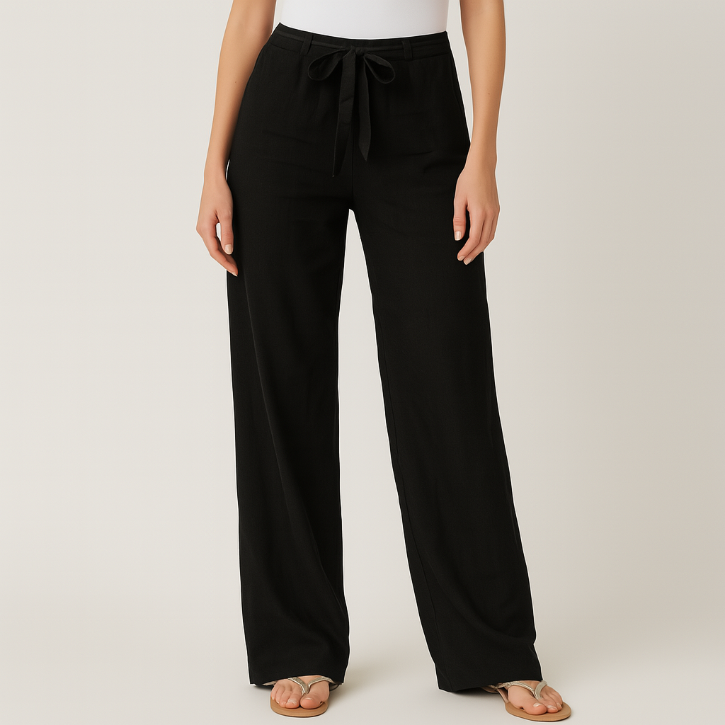 Men's navy blue linen drawstring pants relaxed fit
