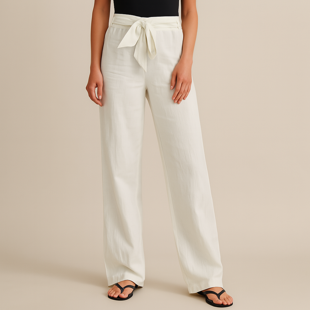 Men's navy blue linen drawstring pants relaxed fit