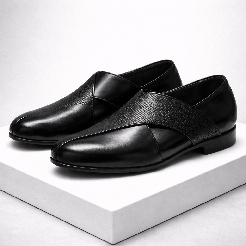 Men's brown leather loafers slip-on dress shoes