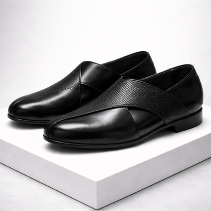 Men's brown leather loafers slip-on dress shoes