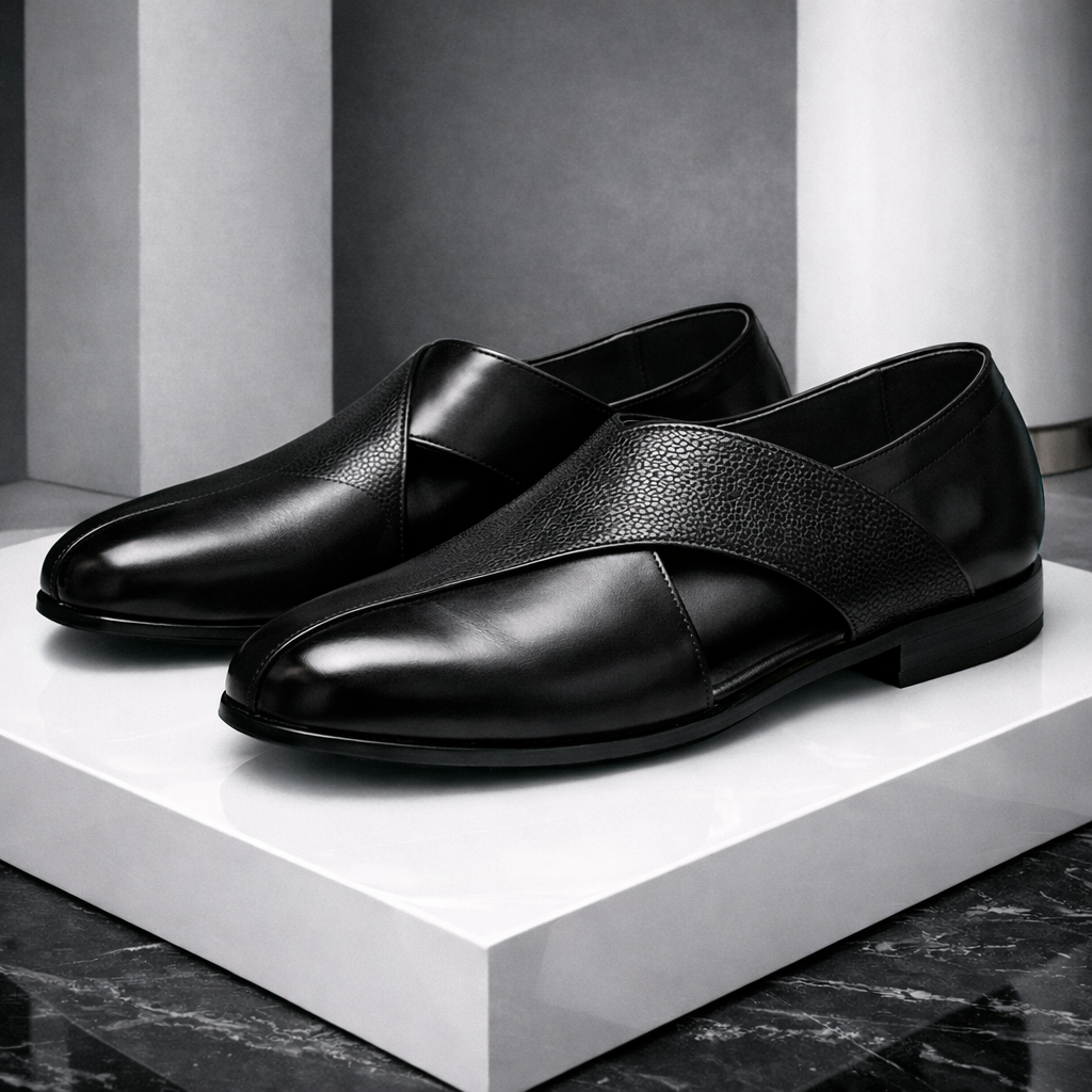 Men's brown leather loafers slip-on dress shoes
