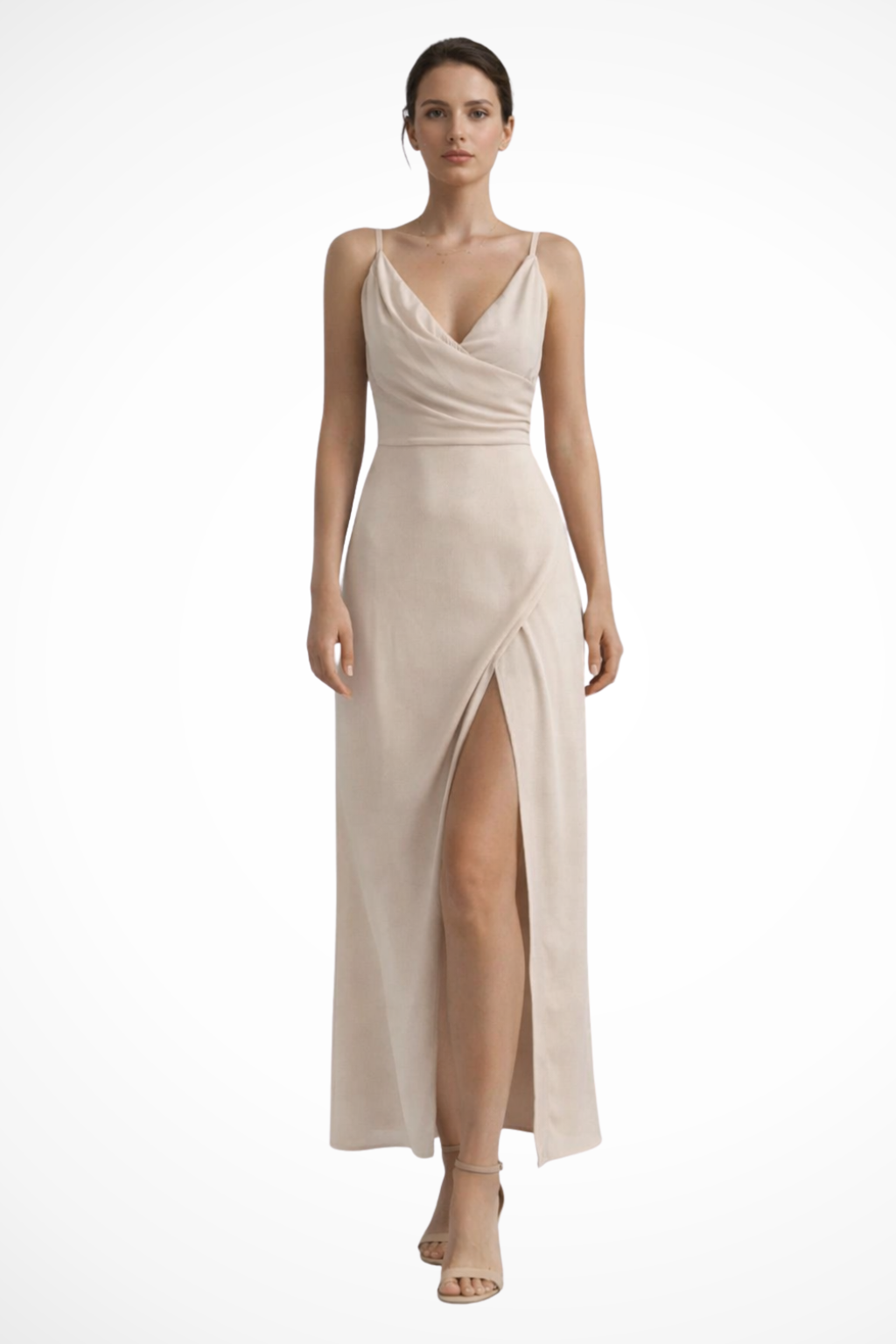 Women's red draped cowl neck maxi wedding guest dress