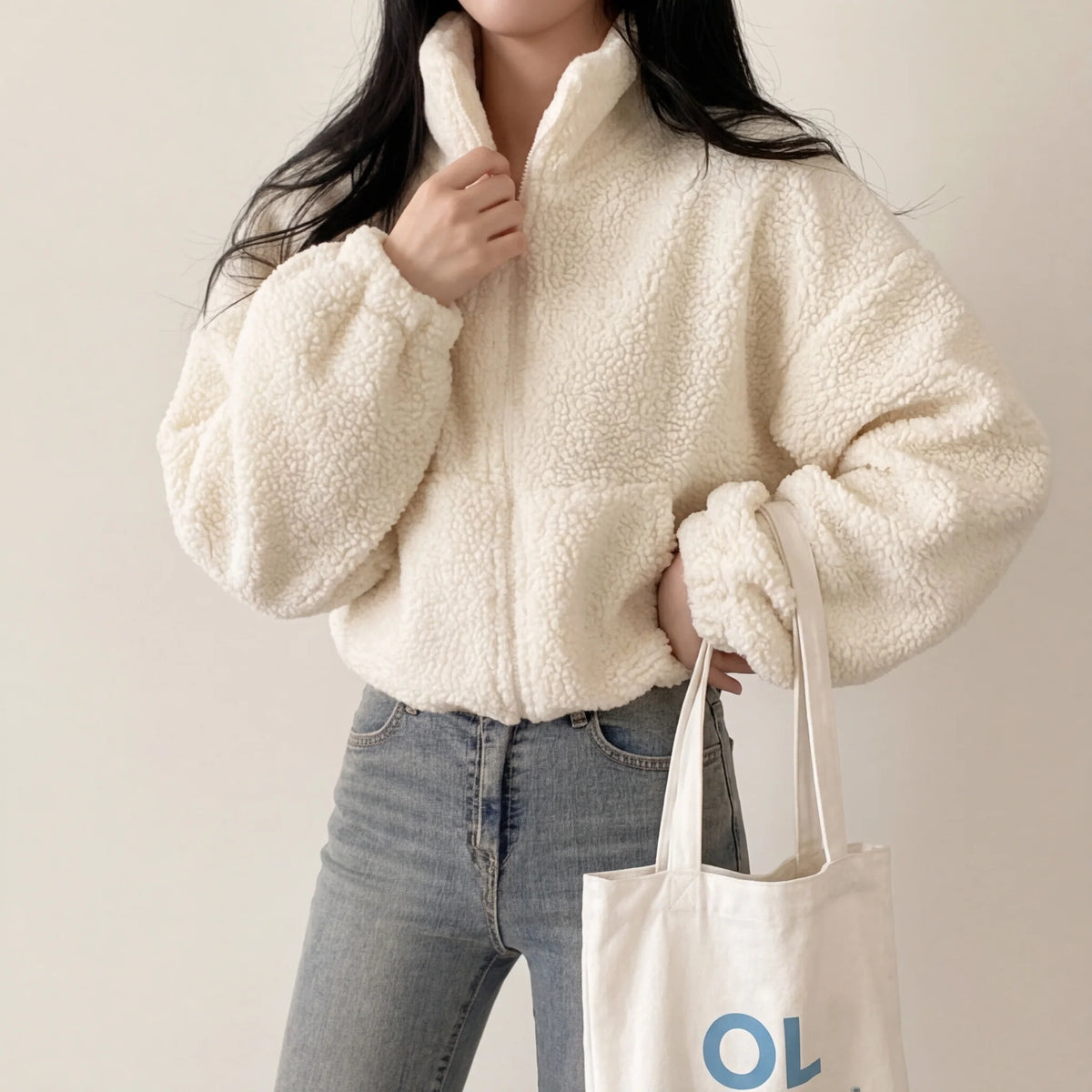 Vanessa sherpa fleece jacket, front view