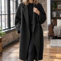 Samantha | Women's Oversized Wool Blend Coat with Notched Lapels