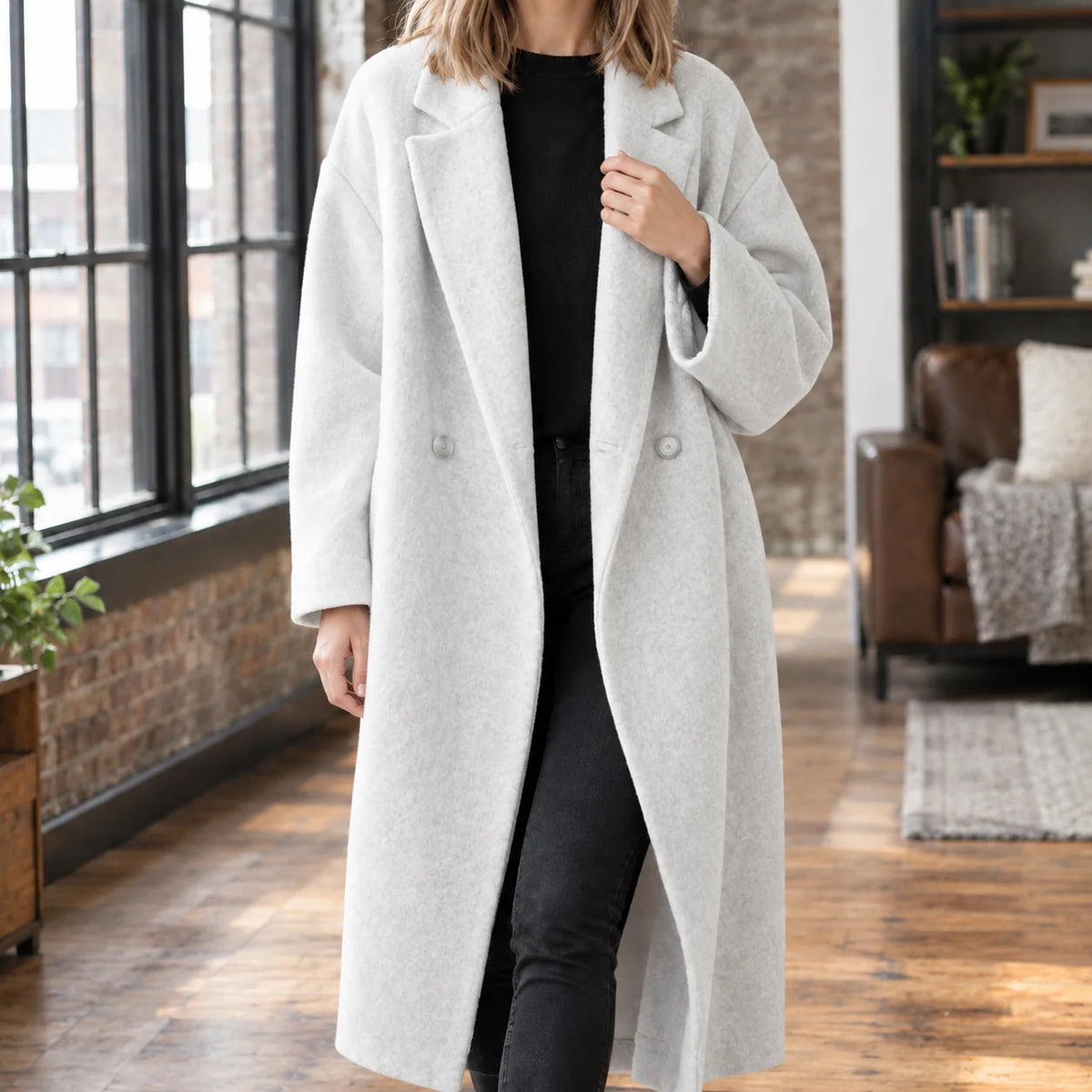 Samantha wool coat, lapel detail