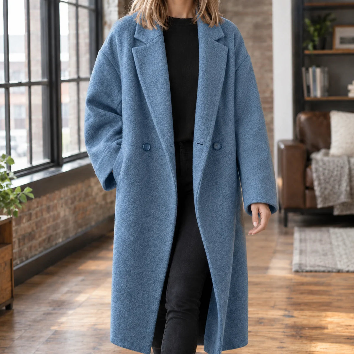 Samantha wool coat, back view