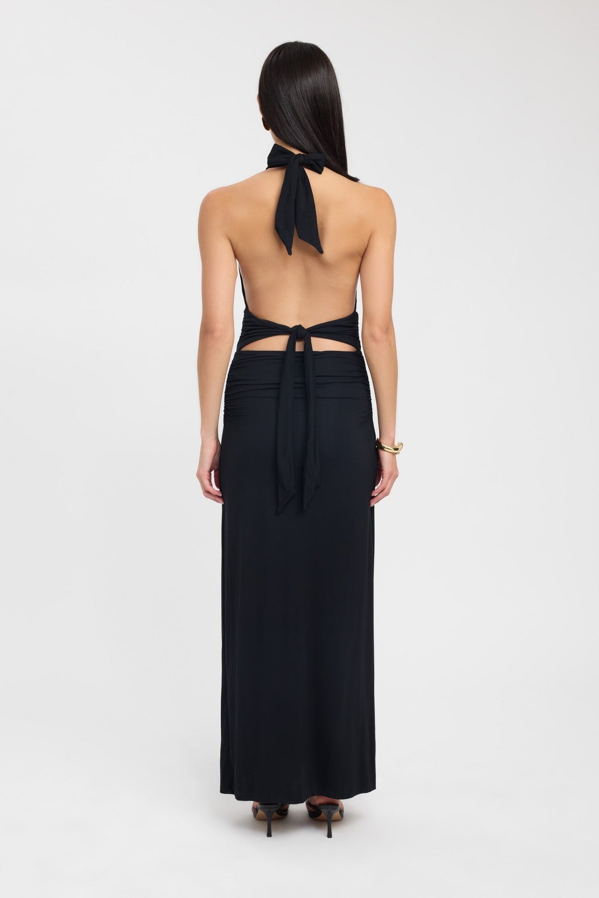 Halter Figure-Hugging Maxi Dress with Open Back – view 4