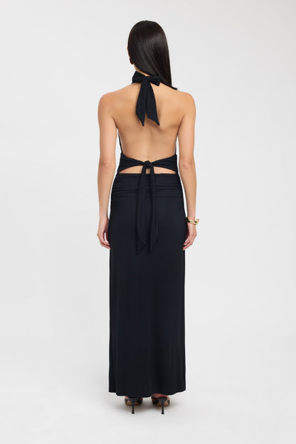 Halter Figure-Hugging Maxi Dress with Open Back – view 4